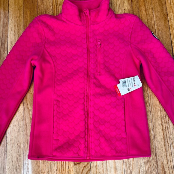 Reebok pink heart fleece jacket Size XS NEW!!!!! - Picture 3 of 7